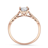 Art Deco Round Natural Stone Solitaire Ring