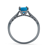 Art Deco Round Natural Stone Solitaire Ring