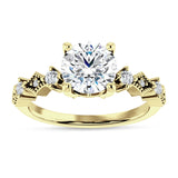 10K Gold IGI Certified Round 1 Carat Lab Grown Diamond Cluster Beaded Ring