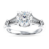10K Gold IGI Certified Round 2 Carat Lab Grown Diamond Art Deco Beaded Ring