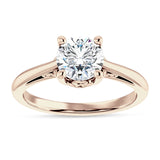 10K Gold IGI Certified Round 1 Carat Lab Grown Diamond Art Deco Solitaire Ring