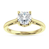 10K Gold IGI Certified Round 1 Carat Lab Grown Diamond Art Deco Solitaire Ring