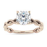 18K Gold IGI Certified Round 2 Carat Lab Grown Diamond Twisted Rope Solitaire Ring
