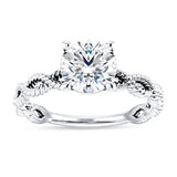 18K Gold IGI Certified Round 2 Carat Lab Grown Diamond Twisted Rope Solitaire Ring