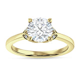 14K Gold IGI Certified Round 1 Carat Lab Grown Diamond Leaf Floral Ring