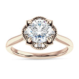 IGI Certified Round 3 Carat Lab Grown Diamond Art Deco Floral Ring