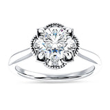 18K Gold IGI Certified Round 3 Carat Lab Grown Diamond Art Deco Floral Ring