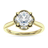 IGI Certified Round 3 Carat Lab Grown Diamond Art Deco Floral Ring