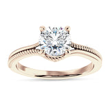 14K Gold IGI Certified Round 1 Carat Lab Grown Diamond Twisted Solitaire Ring