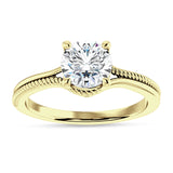 14K Gold IGI Certified Round 3 Carat Lab Grown Diamond Twisted Solitaire Ring