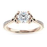 10K Gold IGI Certified Round 3 Carat Lab Grown Diamond Art Deco Trinity Cluster Ring