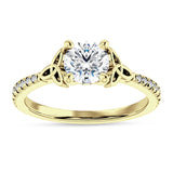 14K Gold IGI Certified Round 2 Carat Lab Grown Diamond Art Deco Trinity Cluster Ring