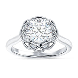 18K Gold IGI Certified Round 1 Carat Lab Grown Diamond Art Deco Floral Ring