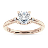 18K Gold IGI Certified Round 1 Carat Lab Grown Diamond Hidden Halo Art Deco Trio Ring
