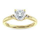 18K Gold IGI Certified Round 1 Carat Lab Grown Diamond Hidden Halo Art Deco Trio Ring