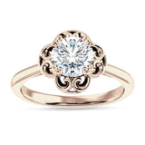 14K Gold IGI Certified Round 1 Carat Lab Grown Diamond Art Deco Solitaire Ring