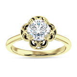 18K Gold IGI Certified Round 3 Carat Lab Grown Diamond Art Deco Solitaire Ring