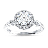 18K Gold IGI Certified Round 3 Carat Lab Grown Diamond Art Deco Twisted Halo Ring