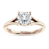 IGI Certified Round 2 Carat Lab Grown Diamond Split Shank Hidden Halo Baguette Ring
