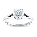 10K Gold IGI Certified Round 1 Carat Lab Grown Diamond Split Shank Hidden Halo Baguette Ring