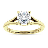 IGI Certified Round 2 Carat Lab Grown Diamond Split Shank Hidden Halo Baguette Ring