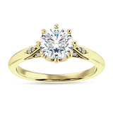 14K Gold IGI Certified Round 3 Carat Lab Grown Diamond Art Deco Marquise Style Ring