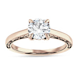 IGI Certified Round 1 Carat Lab Grown Diamond Flower Leaf Solitaire Ring