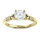 14K Gold IGI Certified Round 3 Carat Lab Grown Diamond Art Deco Filigree Ring