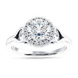 IGI Certified Round 3 Carat Lab Grown Diamond Art Deco Heart Halo Ring