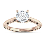 14K Gold IGI Certified Round 3 Carat Lab Grown Diamond Art Deco Filigree Solitaire Ring