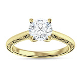 IGI Certified Round 3 Carat Lab Grown Diamond Art Deco Filigree Solitaire Ring