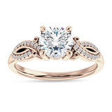 18K Gold IGI Certified Round 1 Carat Lab Grown Diamond Art Deco Cluster Twisted Ring