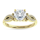 18K Gold IGI Certified Round 1 Carat Lab Grown Diamond Art Deco Cluster Twisted Ring