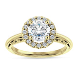 IGI Certified Round 2 Carat Lab Grown Diamond Art Deco Halo Filigree Ring