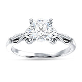 14K Gold IGI Certified Round 2 Carat Lab Grown Diamond Art Deco Beaded Filigree Solitaire Ring