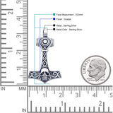 Viking Mjolnir Skull Pendant Necklace