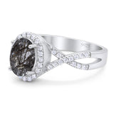 Art Deco Oval Natural Stone Twisted Ring