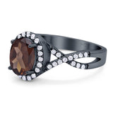 Art Deco Oval Natural Stone Twisted Ring