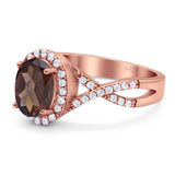 Art Deco Oval Natural Stone Twisted Ring