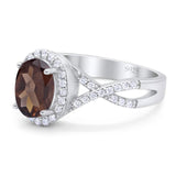 Art Deco Oval Natural Stone Twisted Ring