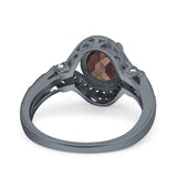 Art Deco Oval Natural Stone Halo Ring