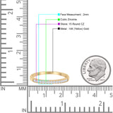 14K Yellow Gold Minimalist 2mm Half Eternity Cubic Zirconia Wedding Band