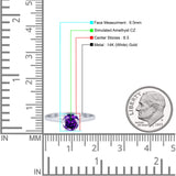 Round Amethyst CZ Solitaire Gold Ring