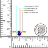 Round Amethyst CZ Solitaire Gold Ring