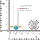 Round Lab Created Blue Opal Solitaire Gold Ring