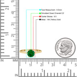 Round Green Emerald CZ Solitaire Gold Ring