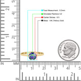 Round Rainbow CZ Solitaire Gold Ring
