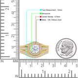 Two Piece Round Halo Split Shank Bridal Gold Ring