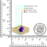 Two Piece Round Halo Split Shank Bridal Gold Ring
