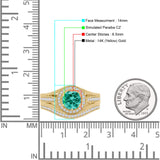 Two Piece Round Halo Split Shank Beaded Gold Ring
